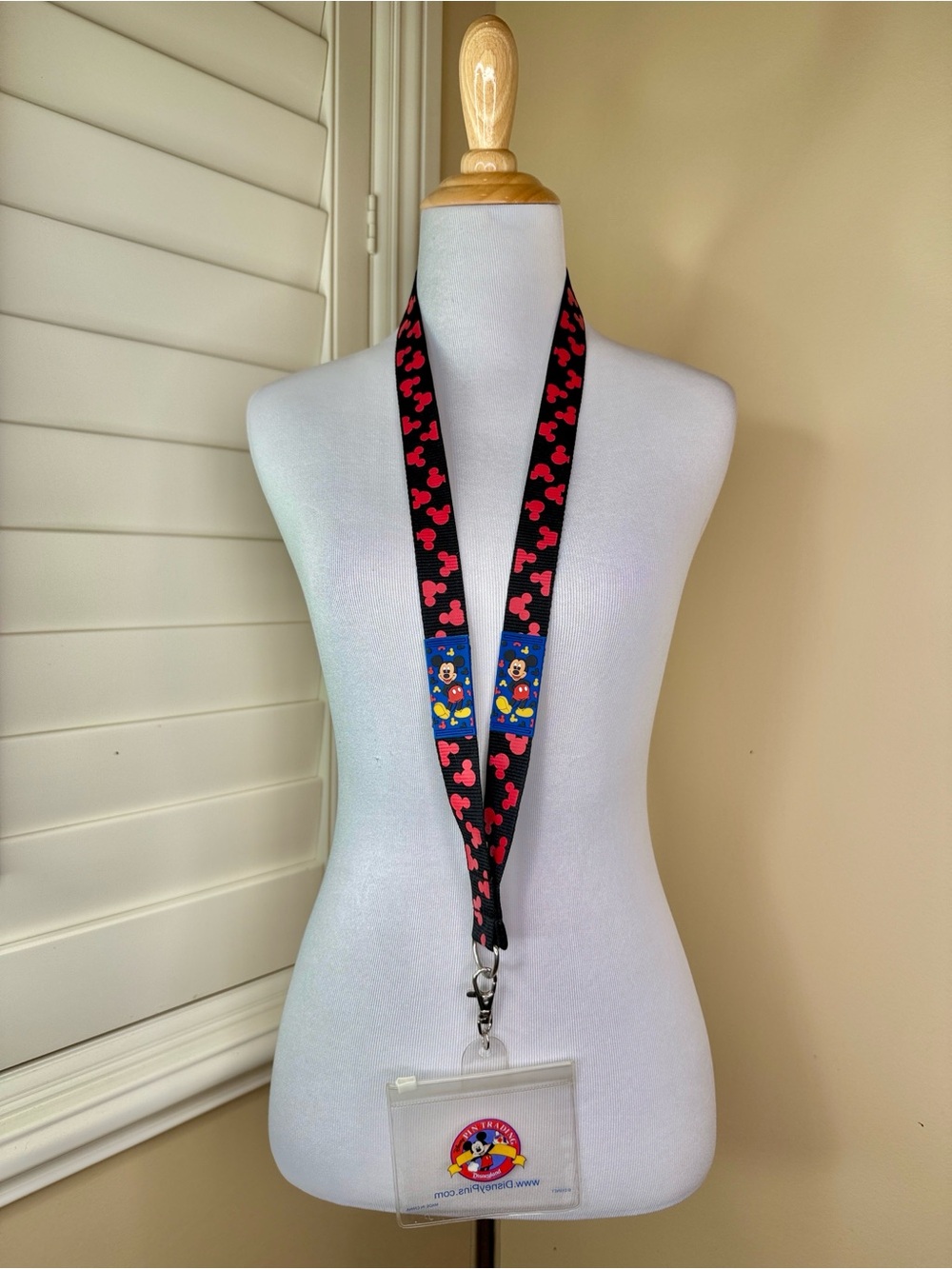 Disney Mickey Mouse Black & Red Lanyard with ID Holder
